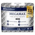 Northshore MEGAMAX Tab-Style Briefs, Black, Medium, 32"-44", 10PK 1616